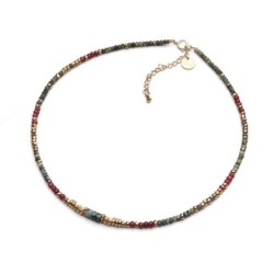 Collier Rim tourmaline verte & agate rouge profond | Belle mais pas que