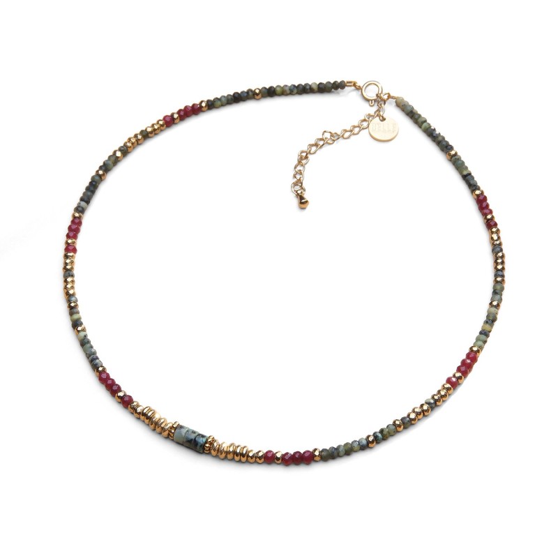 Collier Rim tourmaline verte & agate rouge profond | Belle mais pas que