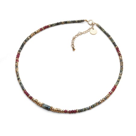 Collier Rim tourmaline verte & agate rouge profond | Belle mais pas que