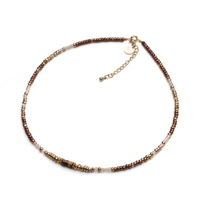 Collier Rim zircon jaune & hématite marron cuivré | Belle mais pas que