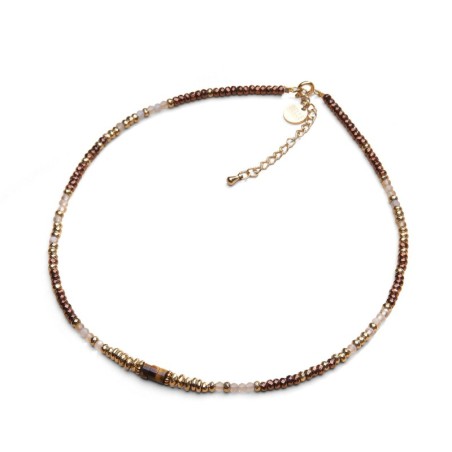 Collier Rim zircon jaune & hématite marron cuivré | Belle mais pas que
