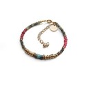 Bracelet Rim tourmaline verte & agate rouge profond | Belle mais pas que
