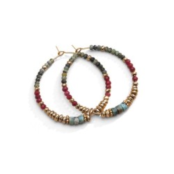 Boucles d’oreilles Rim tourmaline verte & agate rouge profond | Belle mais pas que