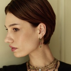 Boucles d’oreilles Rim tourmaline verte & agate rouge profond | Belle mais pas que