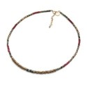 Collier Jade tourmaline verte & agate rouge profond | Belle mais pas que