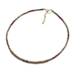 Collier Jade tourmaline verte & agate rouge profond | Belle mais pas que