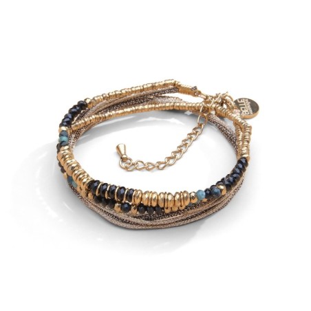 Bracelet Jade 2 tours spinelle noir & tourmaline bleue | Belle mais pas que