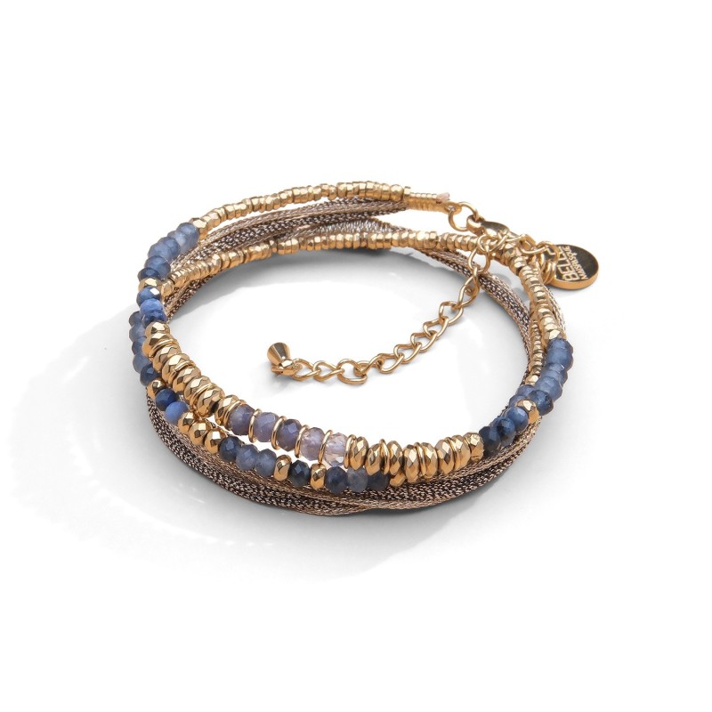 Bracelet Jade 2 tours saphir & agate bleue | Belle mais pas que