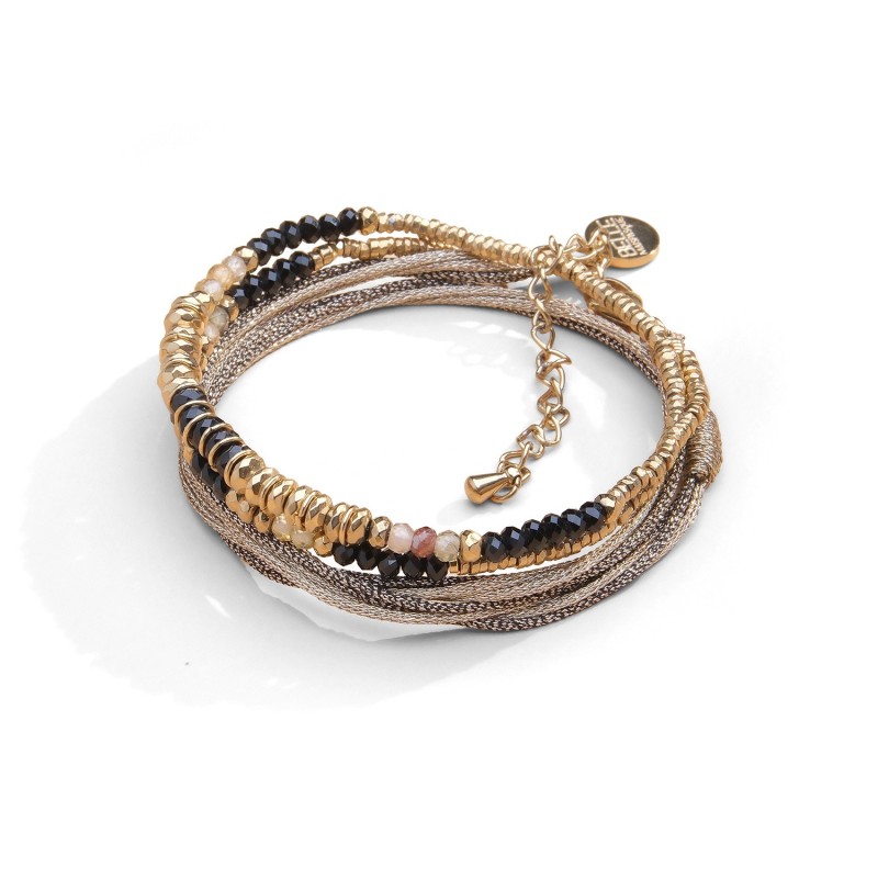 Bracelet Jade 2 tours spinelle noir & zircon jaune | Belle mais pas que