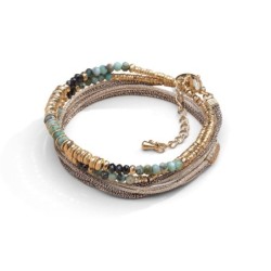 Bracelet Jade 2 tours turquoise africaine & spinelle noir | Belle mais pas que