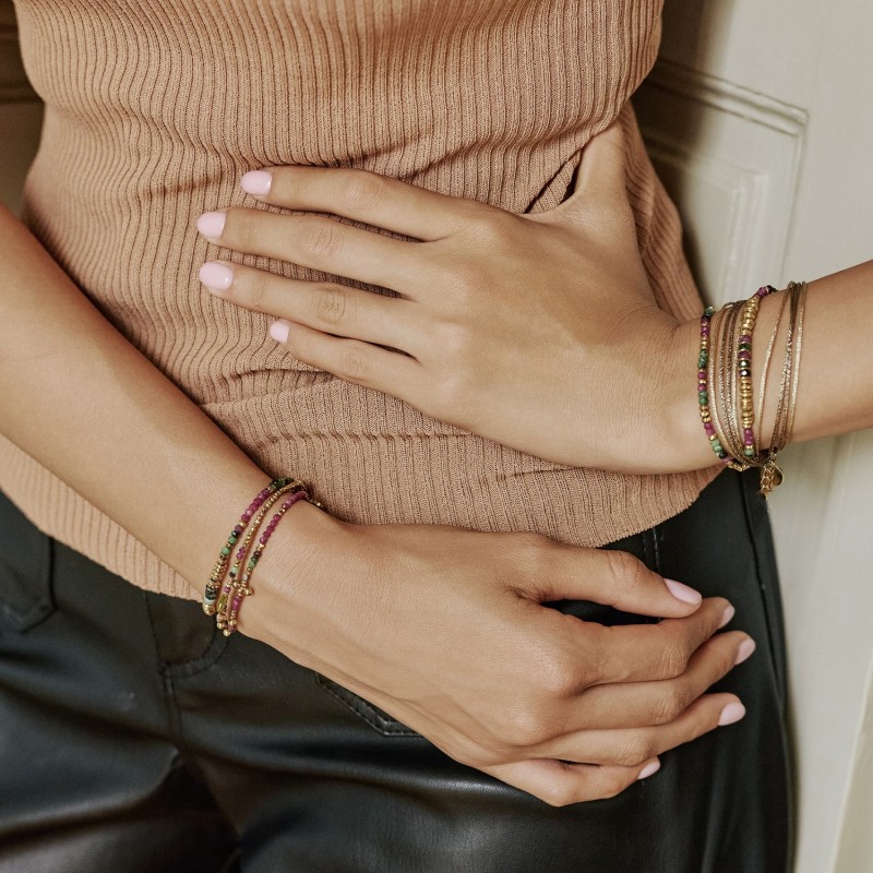 Bracelet Jade 2 tours turquoise africaine & spinelle noir | Belle mais pas que