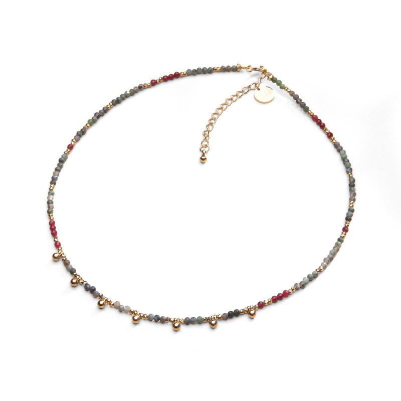 Collier Emi tourmaline verte & agate rouge profond | Belle mais pas que
