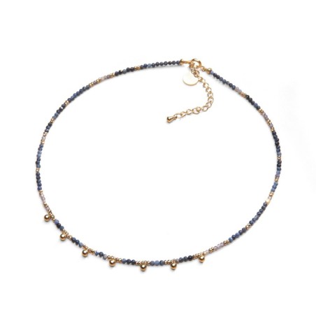 Collier Emi saphir, agate bleue & labradorite | Belle mais pas que