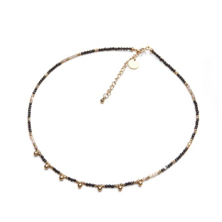 Collier Emi spinelle noir & zircon jaune | Belle mais pas que