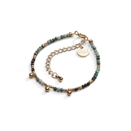 Bracelet Emi turquoise africaine & spinelle noir | Belle mais pas que