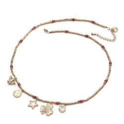 Collier stone lucky charms agate rouge profond | Belle mais pas que