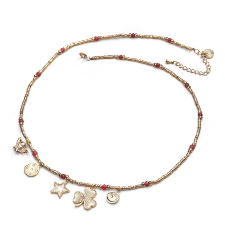 Collier stone lucky charms agate rouge profond | Belle mais pas que