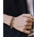 bracelet 4 rangs stone lucky charms spinelle noir | Belle mais pas que