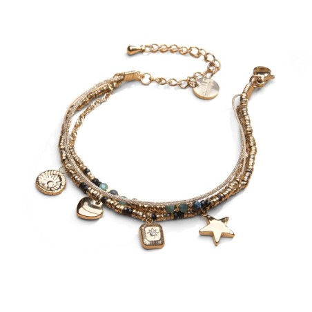 bracelet 4 rangs stone lucky charms tourmaline bleue | Belle mais pas que