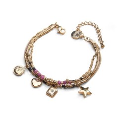 bracelet 4 rangs stone lucky charms rubis | Belle mais pas que