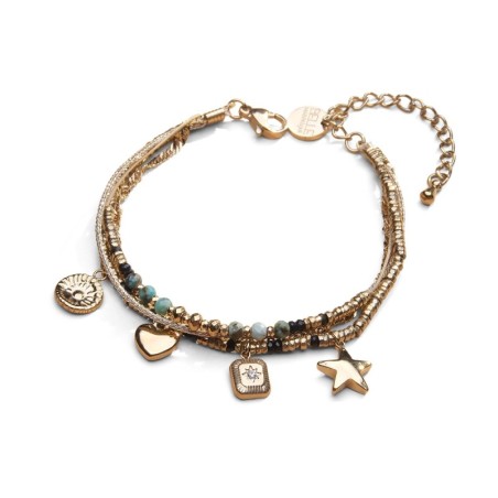 bracelet 4 rangs stone lucky charms turquoise africaine | Belle mais pas que