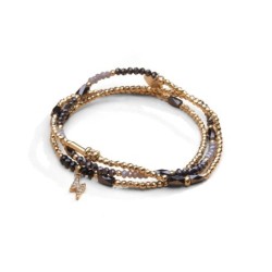 Bracelet 3 tours / collier Gaby cristal gris Cézembre & noir | Belle mais pas que