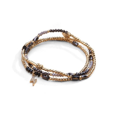 Bracelet 3 tours / collier Gaby cristal gris Cézembre & noir | Belle mais pas que