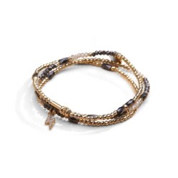 Bracelet Gaby 3 tours / collier gris Cézembre | Réf. B3T2GY