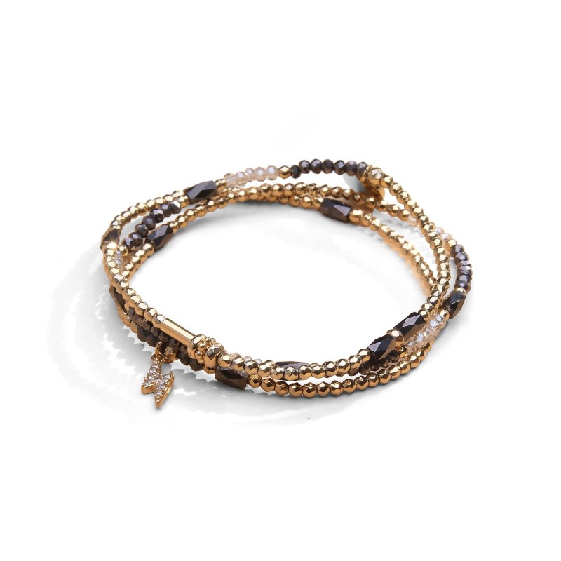 Bracelet Gaby 3 tours / collier gris Cézembre | Réf. B3T2GY