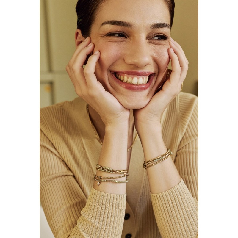 Bracelet Gaby 3 tours / collier gris Cézembre | Réf. B3T2GY