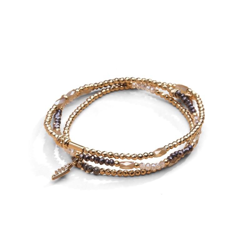 Bracelet Gaby 3 tours / collier gris Cézembre | Réf. B3T6GY