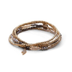 Bracelet 5 tours / sautoir Gaby cristal gris Cézembre, noir + translucide