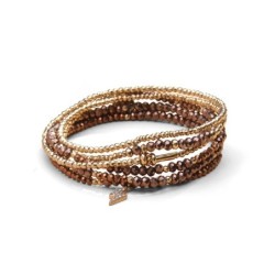 Bracelet 6 tours / sautoir Gaby cristal brun safrané & chocolat | Belle mais pas que
