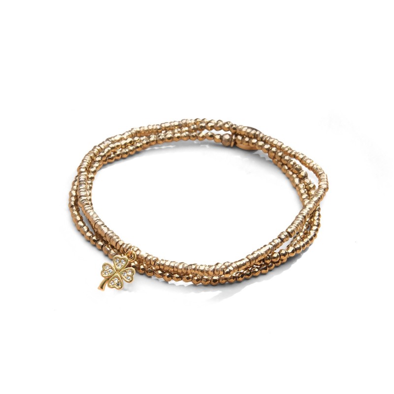 Bracelet élastique 3 tours & collier Ness trèfle bonheur | Belle mais pas que