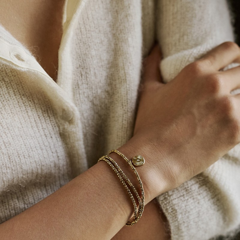 Bracelet élastique 3 tours & collier Ness trèfle bonheur | Belle mais pas que