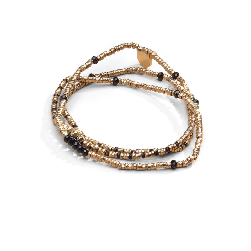 Bracelet élastique 3 tours & collier Angèle spinelle noir | Belle mais pas que