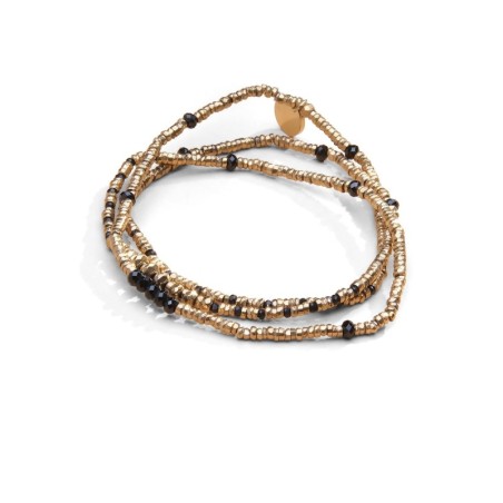 Bracelet élastique 3 tours & collier Angèle spinelle noir | Belle mais pas que