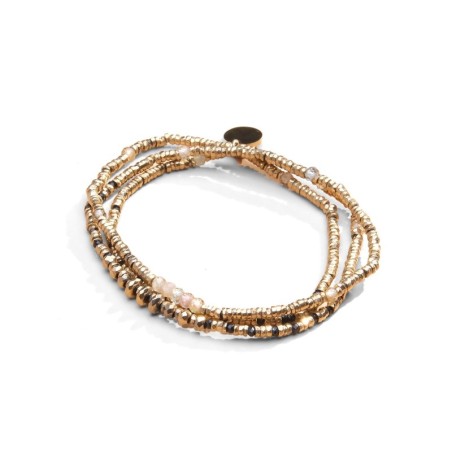 Bracelet élastique 3 tours & collier Angèle zircon jaune | Belle mais pas que