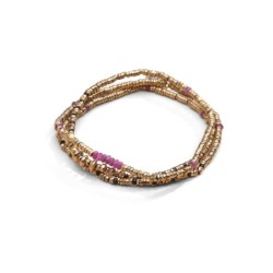 Bracelet élastique 3 tours & collier Angèle rubis | Belle mais pas que
