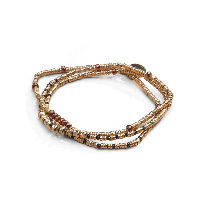 Bracelet 3 tours / collier Angèle hématite marron cuivré | Belle mais pas que