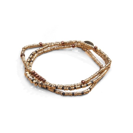 Bracelet 3 tours / collier Angèle hématite marron cuivré | Belle mais pas que