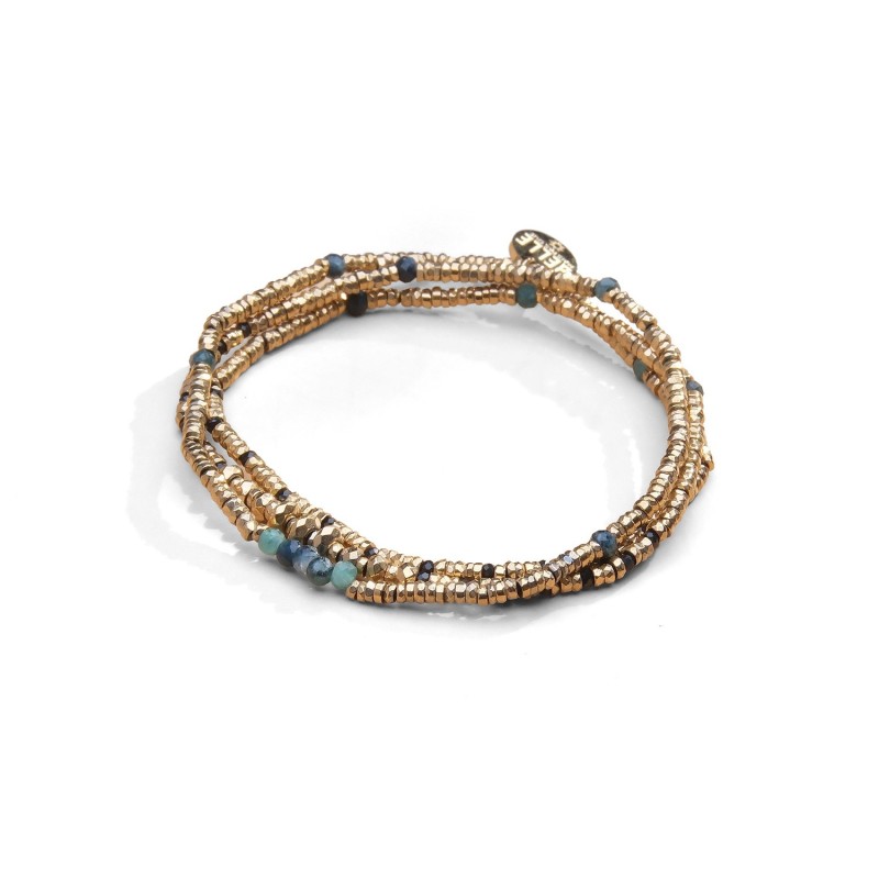 Bracelet 3 tours / collier Angèle tourmaline bleue | Belle mais pas que