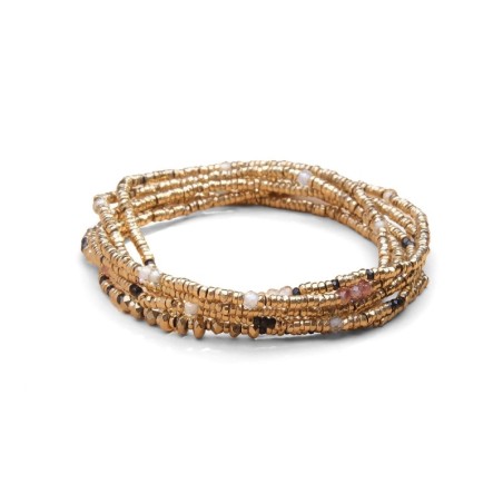 Bracelet élastique 6 tours & sautoir Angèle zircon jaune | Belle mais pas que