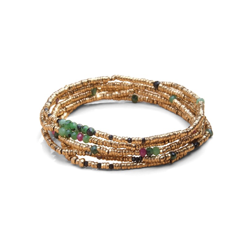 Bracelet élastique 6 tours & sautoir Angèle rubis zoïste | Belle mais pas que