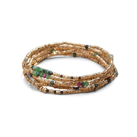 Bracelet élastique 6 tours & sautoir Angèle rubis zoïste | Belle mais pas que