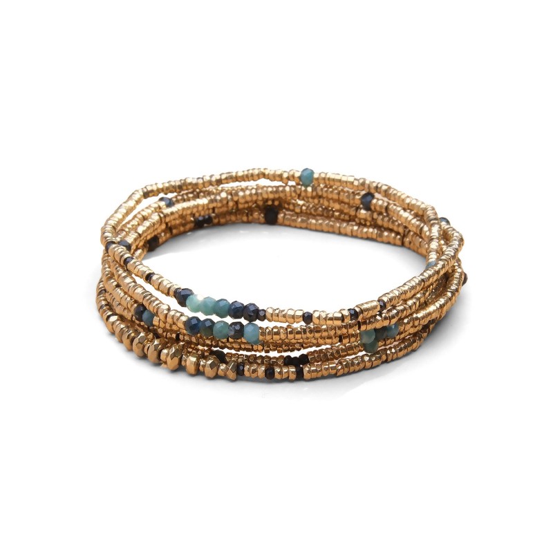 Bracelet 6 tours / sautoir Angèle tourmaline bleue | Belle mais pas que