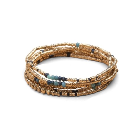 Bracelet 6 tours / sautoir Angèle tourmaline bleue | Belle mais pas que