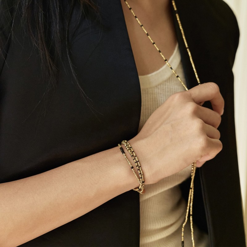 Bracelet 6 tours / sautoir Angèle tourmaline bleue | Belle mais pas que