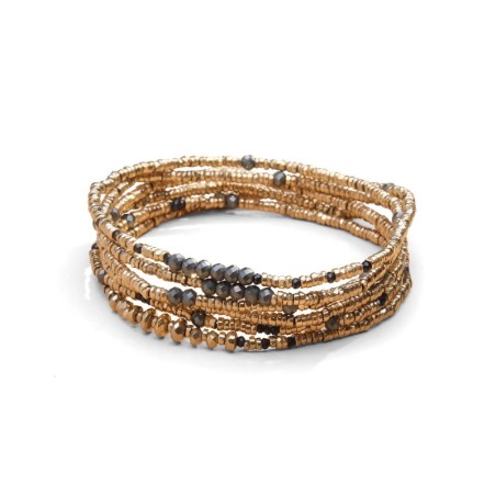 Bracelet élastique 6 tours & sautoir Angèle pyrite | Belle mais pas que