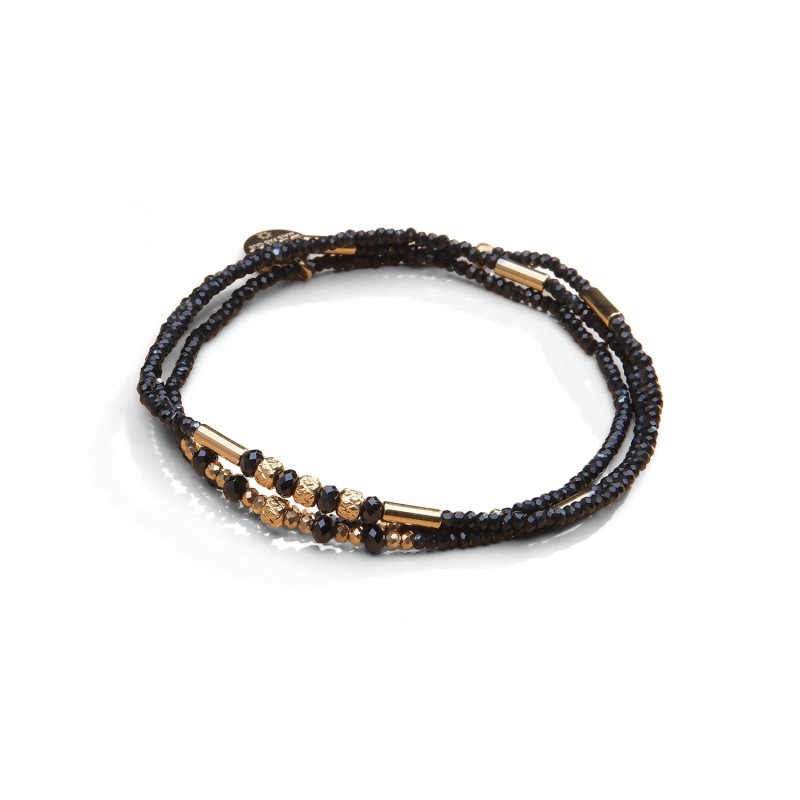 Bracelet élastique 3 tours & collier Tilda spinelle noir | Belle mais pas que